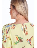 Lemon blouse with colorful birds MP28391 - Online store - Boutique